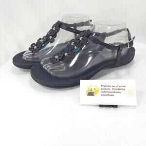 Vionic 44 Julie II Flower Thong Sandals Womens Size 9 TVW1159 Black